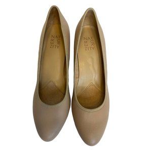 NATURALIZER FAUX LEATHER BLOCK HEEL ROUNDED PUMPS  CAREER SHOES BEIGE SIZE 9,